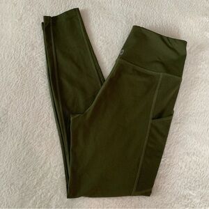 Women’s Small FIGS 300 Performance Workout Gym Pocket Leggings Olive Green